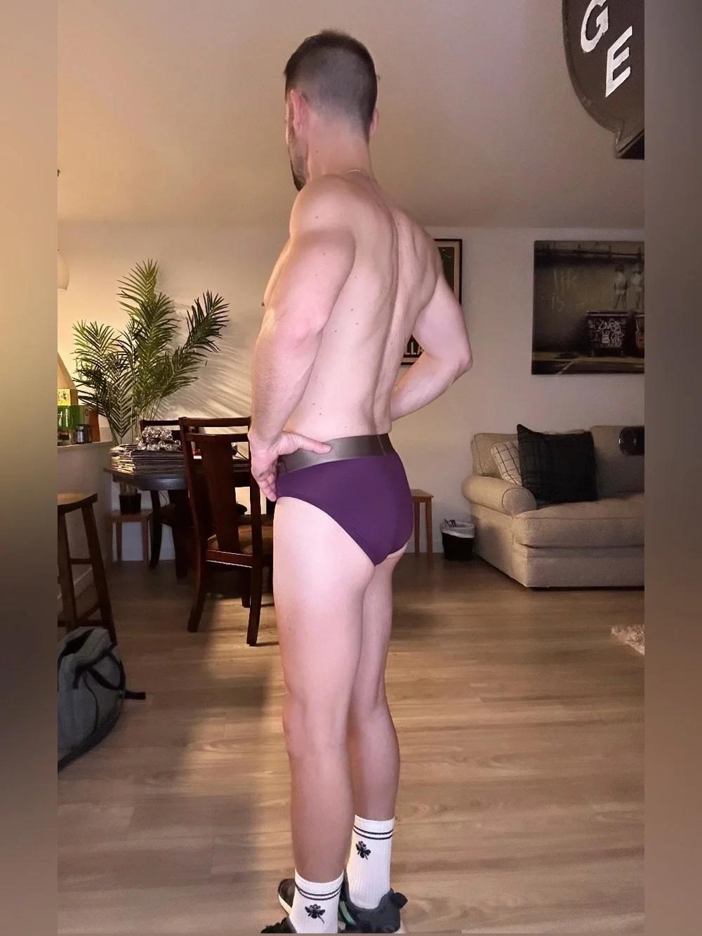 Calvin Klein Men's Briefs - Plum with Black Waistband